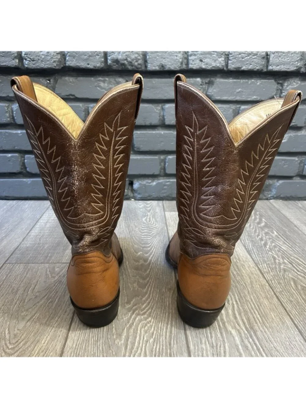 Tony Lama Vintage Gold Label Wingtip Western Cowboy Boots Mens 13 D